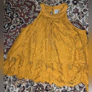 Paper Crane Mustard Lace Tank Top